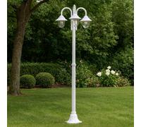 Lampione con palo da terra per giardino lanterna 3 portalampada E27 bianco pt03
