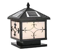 Lampione da esterno, 4 L Po Ca Lig wi Sol Power Rust Bron Fen Pill Lam Gla Bolla Lighti La Lanter Outdo Landsca Decorazione(Dark,25cm)