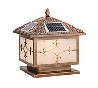 Lampione da esterno, 4 L Po Ca Lig wi Sol Power Rust Bron Fen Pill Lam Gla Bolla Lighti La Lanter Outdo Landsca Decorazione(Bronze,30cm)