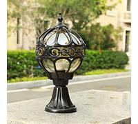 Lampione da Esterno con Base in Alluminio Pressofuso e Vetro - Lunga Durata IP44 Impermeabile E27 - Luce da Giardino Percorso Vialetto in Nero