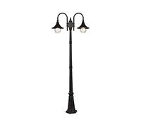 Lampione da Esterno, Lampada Europea A Doppia Testa, Palo Alto, Antiruggine, Lampione da Giardino, Impermeabile, per Cortile, Villa, Parco, Comunità, Palo Decor(Altezza 260 Cm)