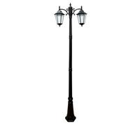 Lampione da Esterno, Palo per Illuminazione Stradale Esterni Apparecchi di a Doppia Testa, Lampioni Solari in Alluminio Pressofuso, Cortile, Veranda, Patio o Passerella(Black