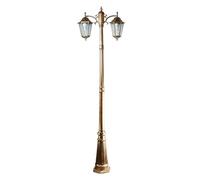 Lampione da Esterno, Palo per Illuminazione Stradale Esterni Apparecchi di a Doppia Testa, Lampioni Solari in Alluminio Pressofuso, Cortile, Veranda, Patio o Passerella(Brown