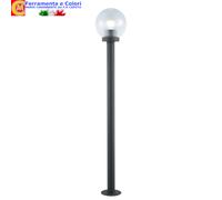 Lampione Globo A Palla Da Esterno A Pavimento Cm 120 Alluminio E Metacrilato