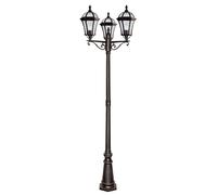 Lampione Da Esterno Vintage - Decò Capri Alluminio Marrone Vetro 3 Luci E27