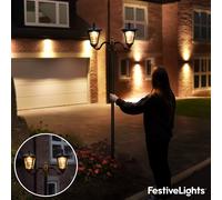 Lampione Da Giardino A LED Bianco Caldo Con Doppia Testa Da 2,1M