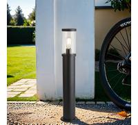 Lampione Da Giardino IP44 E27 73 Cm Nero Vetro Trasparente Alluminio Moderno