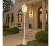 Lampione da giardino lanterna in vetro e27 luce da esterno alluminio 178x24 cm [EEK: A]