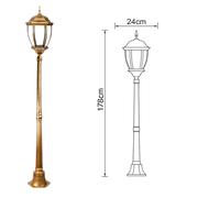 Lampione da giardino lanterna in vetro e27 luce da esterno alluminio 178x24 cm