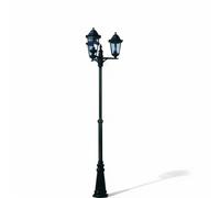 Lampione da giardino nero alluminio 3 luci trasparenti altezza 230 cm IP44 ideale per esterni patio terrazza illuminazione