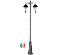 Lampione da pavimento per esterno giardino 2 luci in fusione alluminio