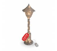 Avilia Lampione Decorativo Natalizio 90 cm in Vimini Glitterato con Luci LED, Lanterna Natale da Interno ed Esterno, per Vetrine, Feste ed Eventi - Oro, Rosso, Argento (Argento)