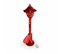 Avilia Lampione Decorativo Natalizio 90 cm in Vimini Glitterato con Luci LED, Lanterna Natale da Interno ed Esterno, per Vetrine, Feste ed Eventi - Oro, Rosso, Argento