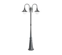 Lampione Esterno Rustico-Country Cima Alluminio Antracite 2 Luci E27