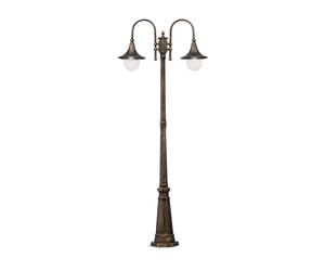 Lampione Esterno Rustico-Country Cima Alluminio Nero 2 Luci E27