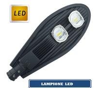 LAMPIONE FARO STRADALE ARMATURA LED 100W LUCE FREDDA 6000K 120° IP65 PER ESTERNO