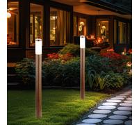 Lampione Giardino Luce per Esterni Acciaio Inox Simil Legno Lampada Patio 110 CM [EEK: Non valutato]