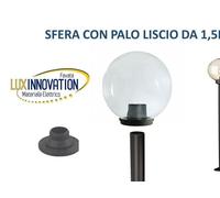 LAMPIONE LAMPADA DA ESTERNO LAMPIONCINO CON BASE PALO SFERA TRASPARENTE