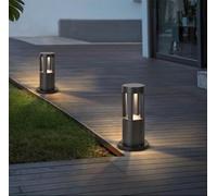 Lampione LED palo da giardino 15W decorazione luminosa 1500 lumen per viali sentieri nero a luce calda impermeabile IP65 lampioncino moderno casa ristorante hotel esterni negozi (30 CM ALTEZZA)