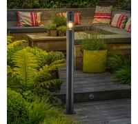 Lampione Lindby Statius, antracite/trasparente, ferro, 100 cm LINDBY