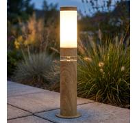Lampione Luce con Piedistallo da Terra Intemperie Acciaio Inox Legno E27 Altezza [EEK: G]