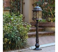 Lampione Luci Esterno, Europeo Antico 0.8M Portico Esterno Illuminazione Stradale IP54 Impermeabile Alluminio Lanterna Vetro Paesaggio Percorso Palo Alto Colonna Lampada Retro Esterno Patio Giardino P