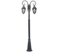 Lampione Milano 100 W due bracci cm 220 h in alluminio grigio vetro da esterno