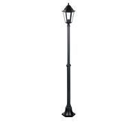 Lampione minerva 1 luce su palo nero opaco in alluminio pressofuso altezza 198 cm