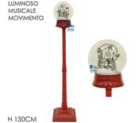 LAMPIONE NATALIZIO ROSSO CON LUCI MUSICA MOVIMENTO EFFETTO NEVE CM 150 H