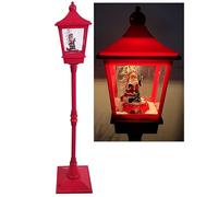 Lampione Natalizio Rosso con Scena Animata babbo natale Luci Musica Movimento Ne
