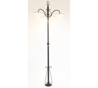 LAMPIONE PIANTANA 2 LUCI PIATTO IN FERRO BATTUTO H.280 LANTERNA PIANTANE LAMPADA