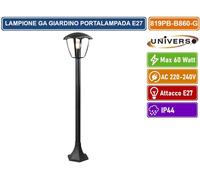 LAMPIONE PORTALAMPADA NERO PER LAMPADINE E27 DA GIARDINO 860MM FISSAGGIO A TERRA