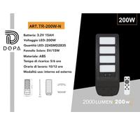 Lampione Solare Faro LED 100W 150W 200W con Pannello sensore movimento Esterni