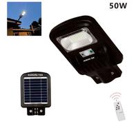 LAMPIONE SOLARE STRADALE FARO LED ESTERNO SENSORE DI MOVIMENTO TELECOMANDO 50W