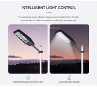 LAMPIONE STRADALE CON PANNELLO SOLARE 200W FOTOVOLTAICO FARO ESTERNO STRADA