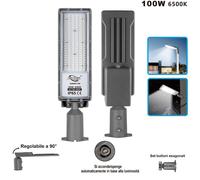LAMPIONE STRADALE FARO A LED 6500K LUCE FREDDA ESTERNO REGOLABILE 90° LD-FX 100W