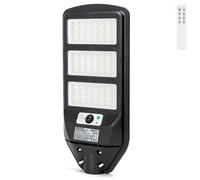 Lampione stradale Led 150W Nero con pannello solare IP65 Bianco freddo 6500K con sensore crepuscolare e di movimento Aigostar