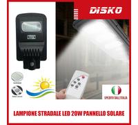 LAMPIONE STRADALE LED 20W PANNELLO SOLARE FOTOVOLTAICO TELECOMANDO WIRELESS