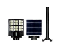 Lampione Stradale Solare 600W con Staffa Nera - Faro LED Sensore e Telecomando