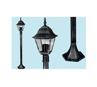 LANTERNA LAMPIONE LAMPIONCINO SU PALO 4 FACCE 1 LUCE PIANTANA 15x16xH112cm NERO