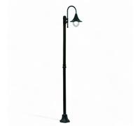 Lampione su palo nero con sfera in policarbonato 100W IP44 altezza 230cm struttura in alluminio verniciato una luce
