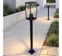 Lampione Vintage Nero Alluminio Ottica legno E27 IP44 H:100 cm Lampada da giardino Lampada da esterno Illuminazione per pavimenti Illuminazione per sentieri Lampione da giardino