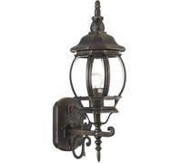 BAKAJI Lampione Vittoriano Classico da Giardino in Alluminio Lampada Lanterna Colore Grigio Finitura Anticata Color Ottone IP44 E27 (1 Luce Parete Sopra)