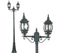 BAKAJI Lampione Vittoriano Classico da Giardino in Alluminio Lampada Lanterna Colore Grigio Finitura Anticata Verde Bronzo IP44 E27 (2 Luci 200 cm)