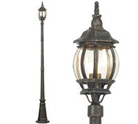 BAKAJI Lampione Vittoriano Classico da Giardino in Alluminio Lampada Lanterna Colore Grigio Finitura Anticata Color Ottone IP44 E27 (1 Luce 200 cm)