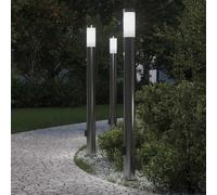 Lampioni a dissuasore con sensore e presa 3 pz 110 cm Acciaio Inox IP44