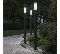 Lampioni a dissuasore con sensore e presa 3 pz 110 cm Acciaio Inox IP44