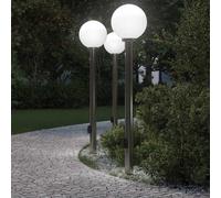 Lampioni a dissuasore con sensore e presa 3 pz 120 cm Acciaio Inox IP44