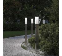 Lampioni a dissuasore con sensore e presa 3 pz 80 cm Acciaio Inox IP44