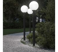 Lampioni a paletto con sensore 3 pz 120 cm neri IP44